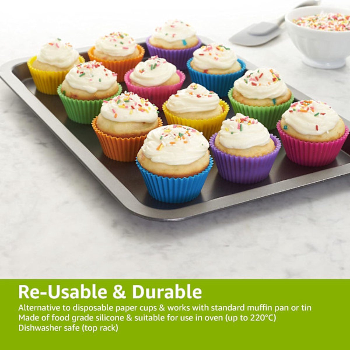 Baking Trays - Round Reusable Baking Trays - Pack of 12 (Ovenproof up to 220°C) - Assorted Colors - Image 3