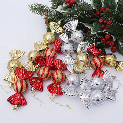 Christmas Decorations - Christmas Decorations - Painted Candy Christmas Tree Decorations - Red (5 per box) - Image 4