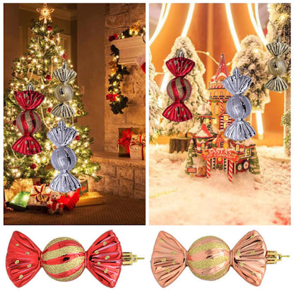 Christmas Decorations - Christmas Decorations - Painted Candy Christmas Tree Decorations - Red (5 per box) - Image 5