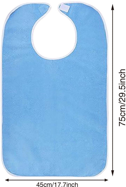 2-Pack - Stain-Resistant Feeding Bibs - Adjustable - Elderly Care Bibs - Light Blue - Image 3