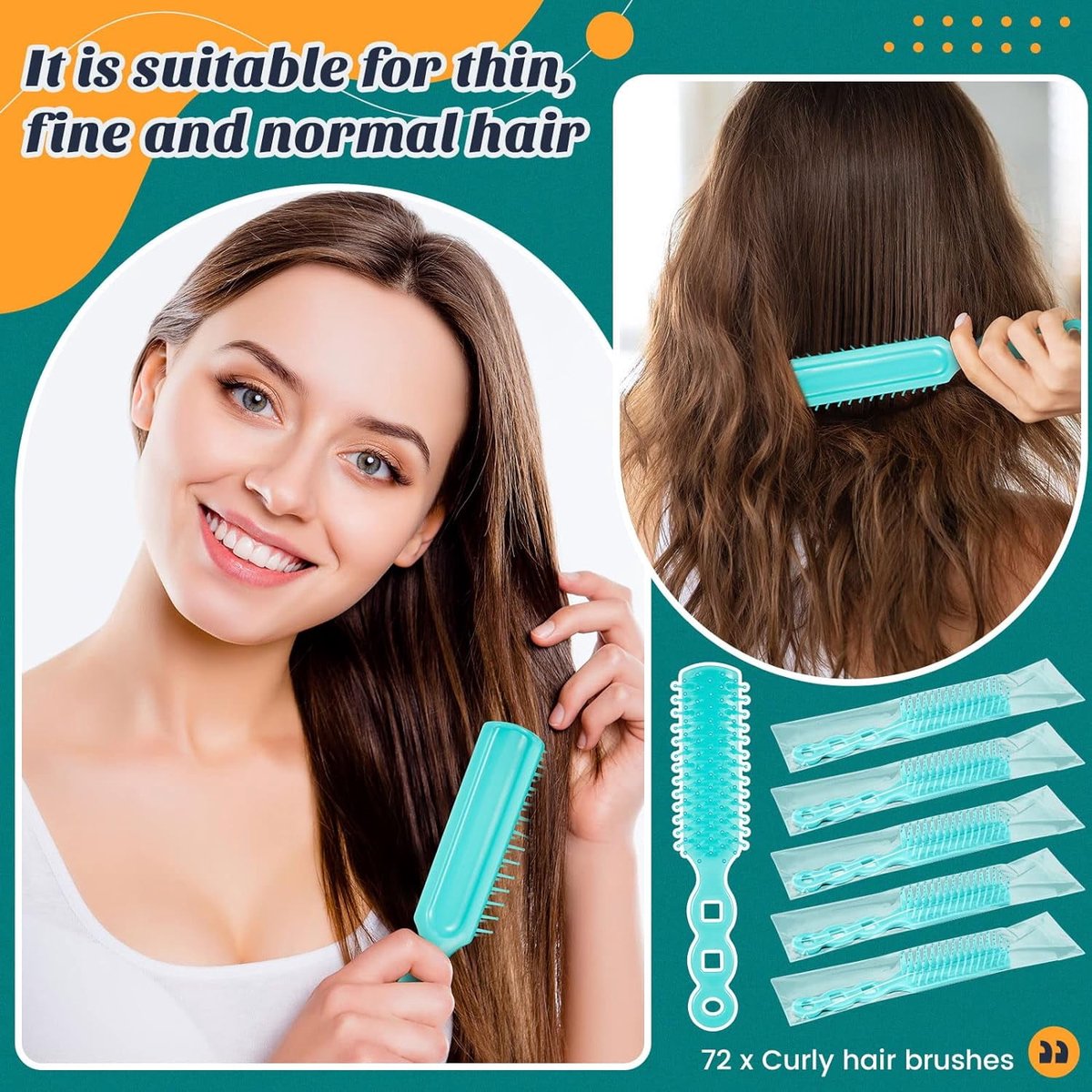 72 pcs Bulk Hair Brushes - Hair Brush Bulk Nylon Brush with Ventilated Hair Brush - For Curly Hair, Wavy Hair, Blow-Drying, Parting, Styling, Detangling Hair - Suitable for Travel, Home, Hotel - Image 2