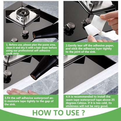 Waterproof Sealing Tape - for floors, walls, countertops, sinks, bathrooms, toilets and baths - 2-pack - Image 5