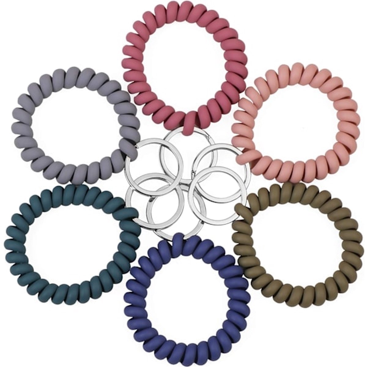 Elastic Bracelet Keychain - Flexible Spiral Bracelet Keychain - For Sauna, Gym, Swimming Pool, ID Card & Outdoor Sports 6-Pack - Image 2
