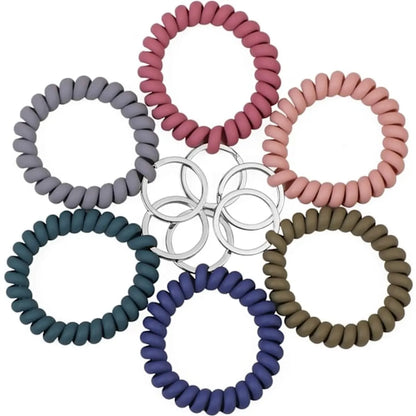 Elastic Bracelet Keychain - Flexible Spiral Bracelet Keychain - For Sauna, Gym, Swimming Pool, ID Card & Outdoor Sports 6-Pack - Image 2