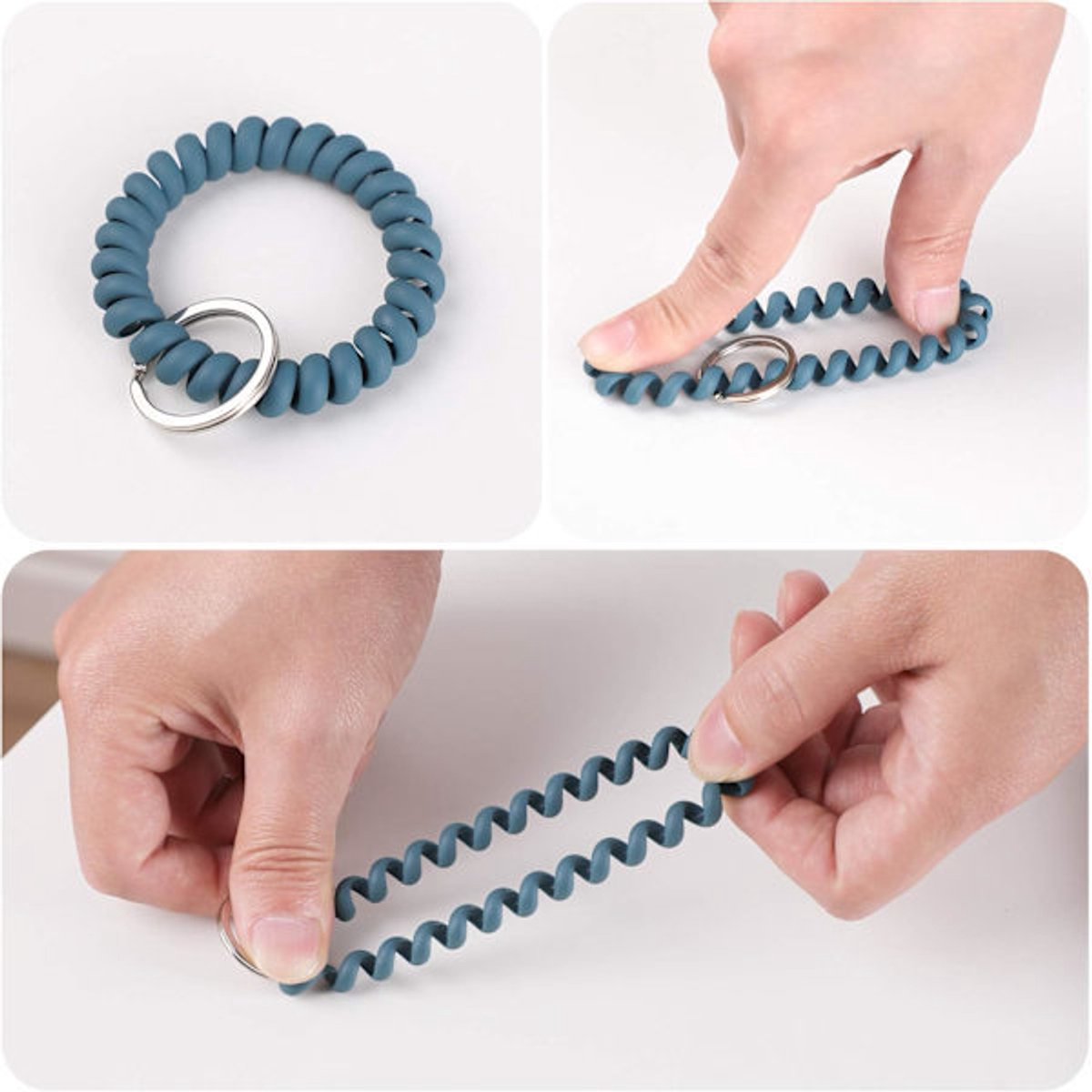 Elastic Bracelet Keychain - Flexible Spiral Bracelet Keychain - For Sauna, Gym, Swimming Pool, ID Card & Outdoor Sports 6-Pack - Image 3
