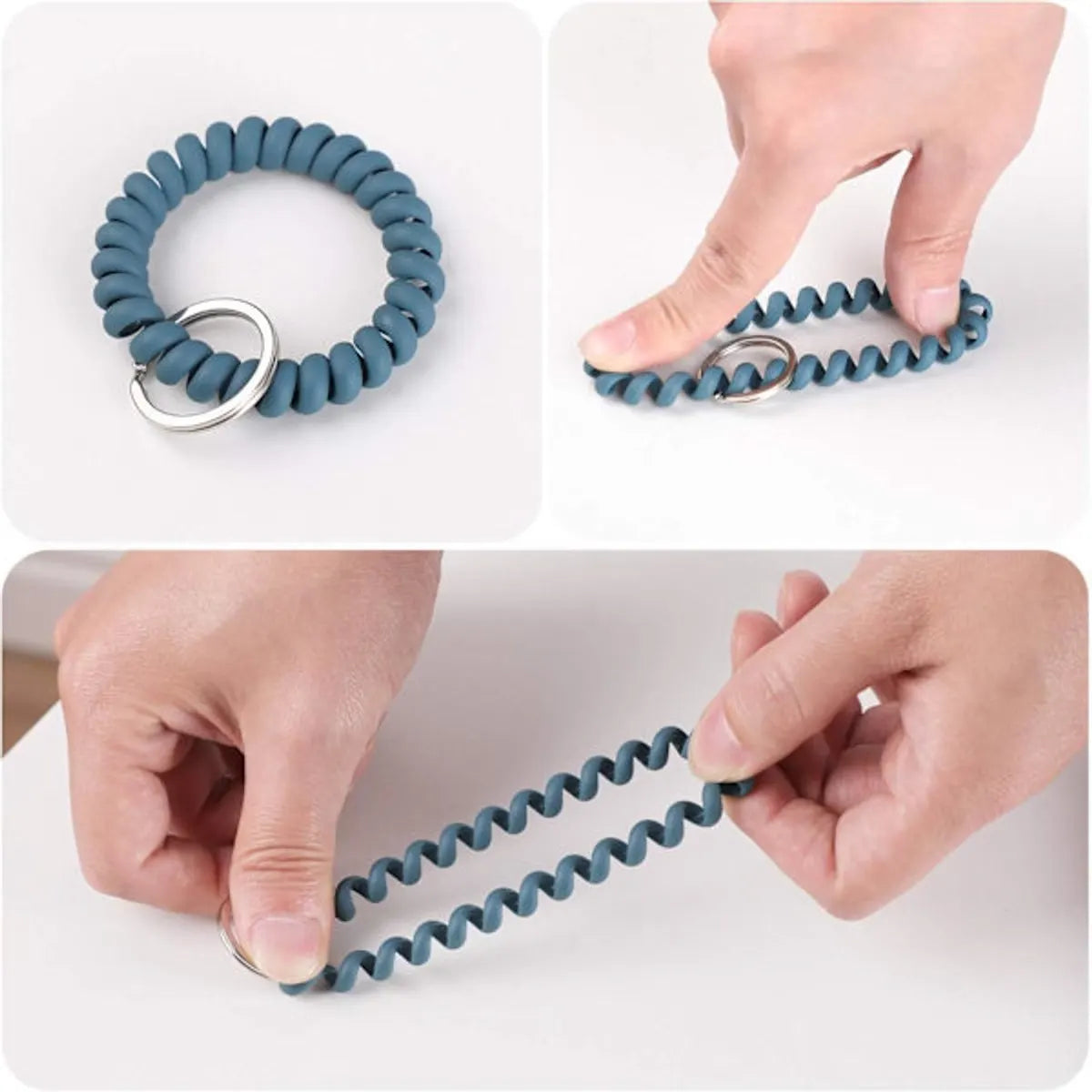 Elastic Bracelet Keychain - Flexible Spiral Bracelet Keychain - For Sauna, Gym, Swimming Pool, ID Card & Outdoor Sports 6-Pack - Image 3
