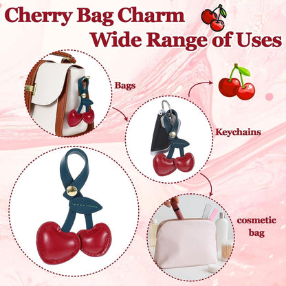 Bag Charms - Cute Leather Cherry Shape Pendant PU Cherry Bag Charms - for Bags - Suitable for Women and Girls - Image 2