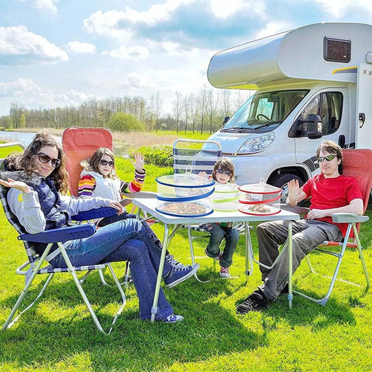 Pop-Up Food Umbrellas with Fine Mesh - Foldable Bottomless Insect Screen - Ideal for Home and Camping - Green 3-Pack - Image 2