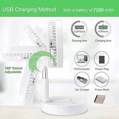 Folding Desk Fan - Adjustable Design - Cordless & Versatile - Foldable Standing Desk Fan - Image 2