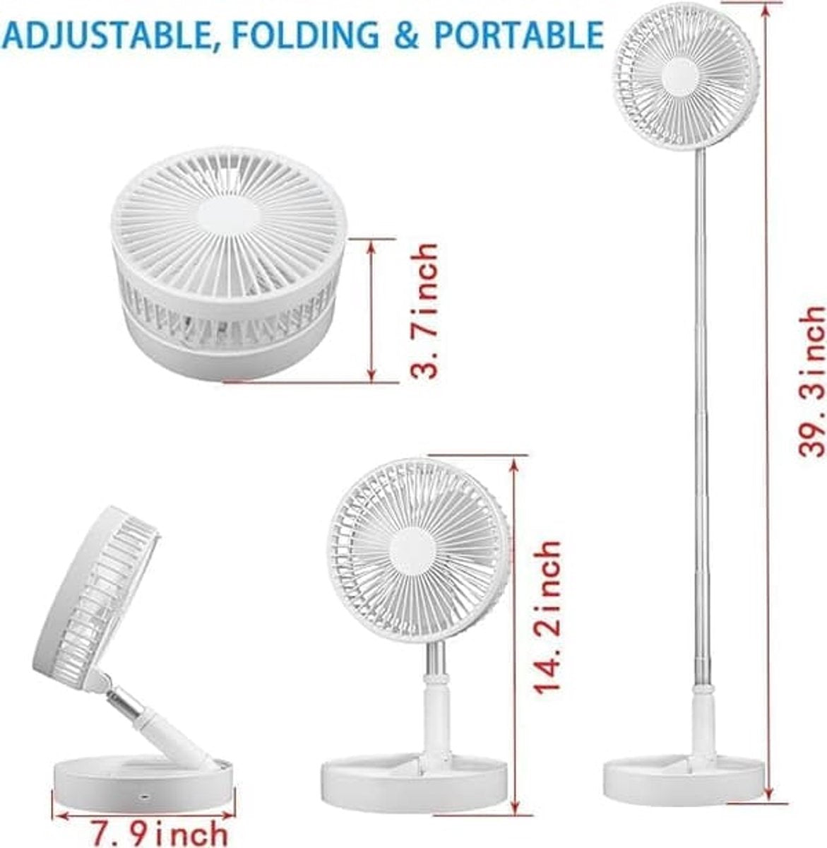 Folding Desk Fan - Adjustable Design - Cordless & Versatile - Foldable Standing Desk Fan - Image 3