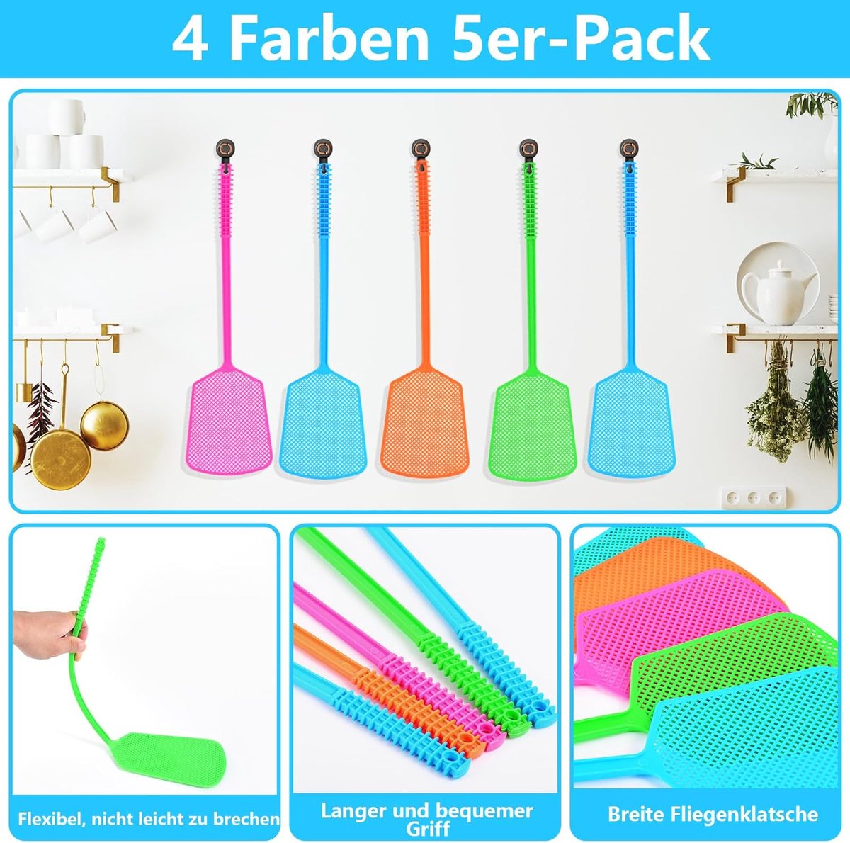 Fly Swatters - Fly Swatters - Mosquito Repellent - 5 Stable Fly Swatters - Image 3