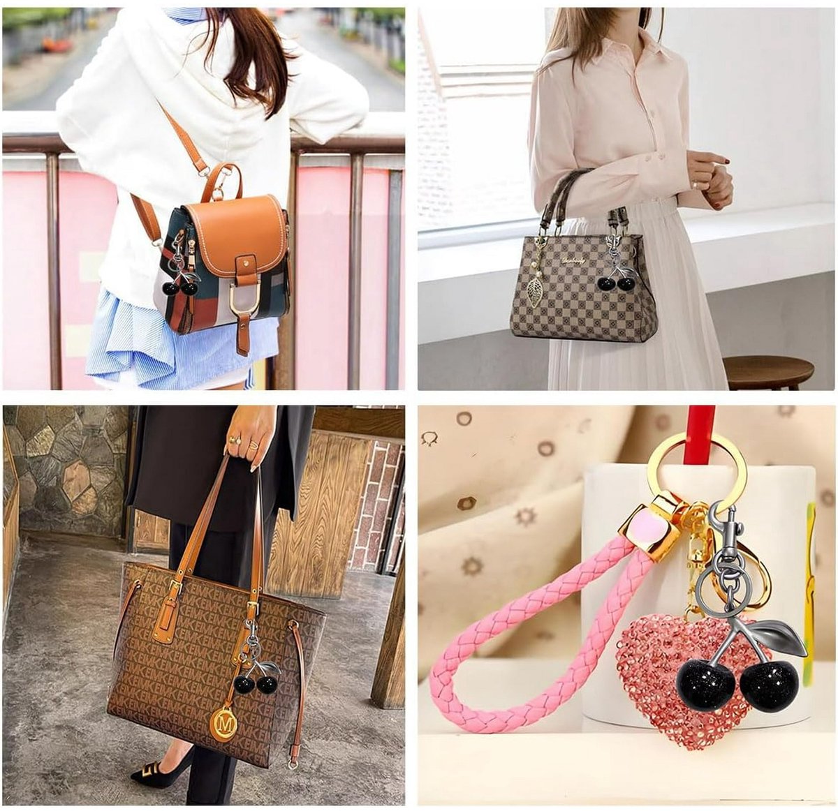 Cherry Charm Keychain - Fashion Accessory for Women's Bags - Suitable for Car Keyrings - Image 2
