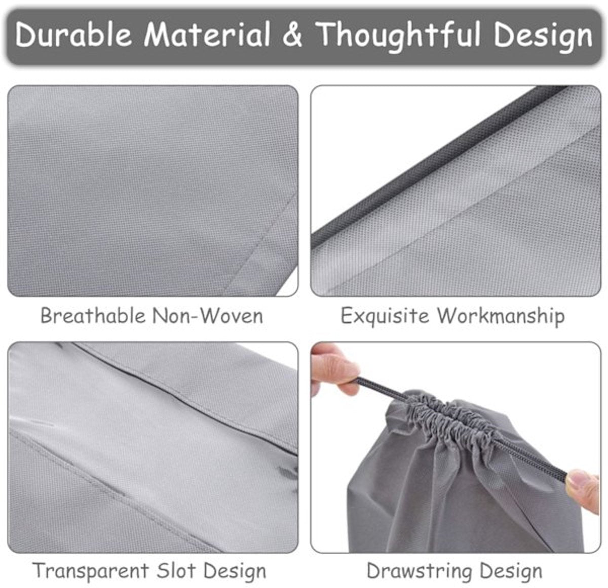 Shoe Travel Bags - Non-Woven Dust Bags - Medium to Large - Portable Drawstring - Space-Saving Shoe Storage Bags Organizer - Pack of 15 - Image 2
