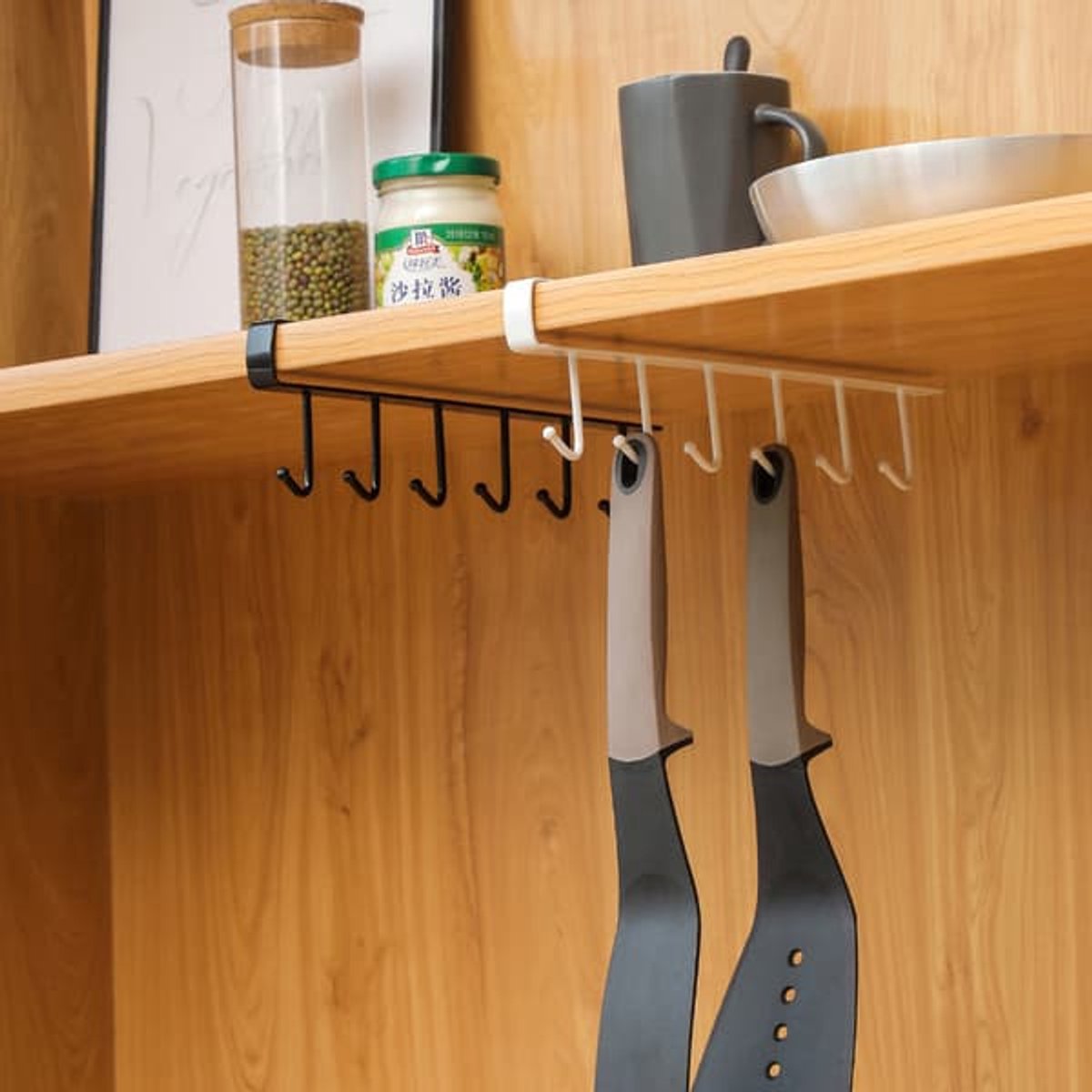 Storage Hooks - Shelf Hanger - White - with 6 hooks - Image 2