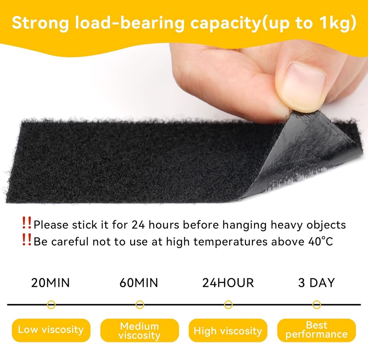 Self-adhesive hook and loop tape - 20 sheets - 50 x 100 mm Self-adhesive hook and loop tape - Wide hook and loop adhesive pads - Ideal for sewing, DIY projects, office supplies and crafts - Image 4