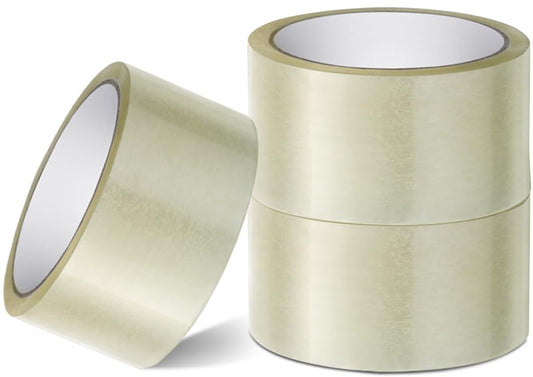 Transparent packaging tape on a roll - 48 mm x 66 m - Strong - Low noise - Strong, extra adhesive - For packing boxes - Parcel tape for shipping and long-term storage (transparent, 3 rolls)