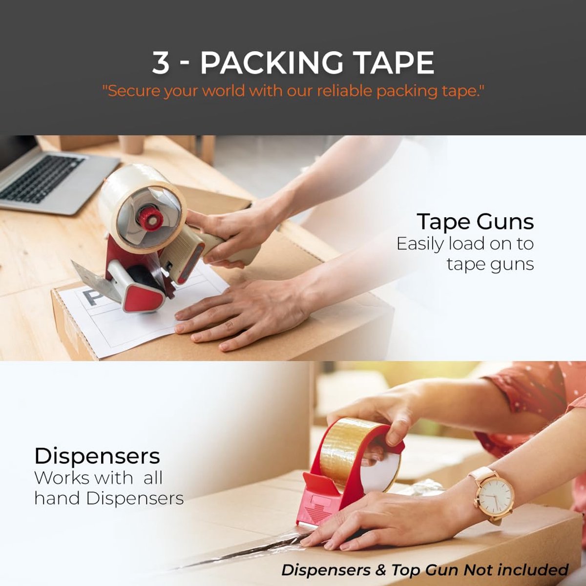 Transparent packaging tape on a roll - 48 mm x 66 m - Strong - Low noise - Strong, extra adhesive - For packing boxes - Parcel tape for shipping and long-term storage (transparent, 3 rolls) - Image 3