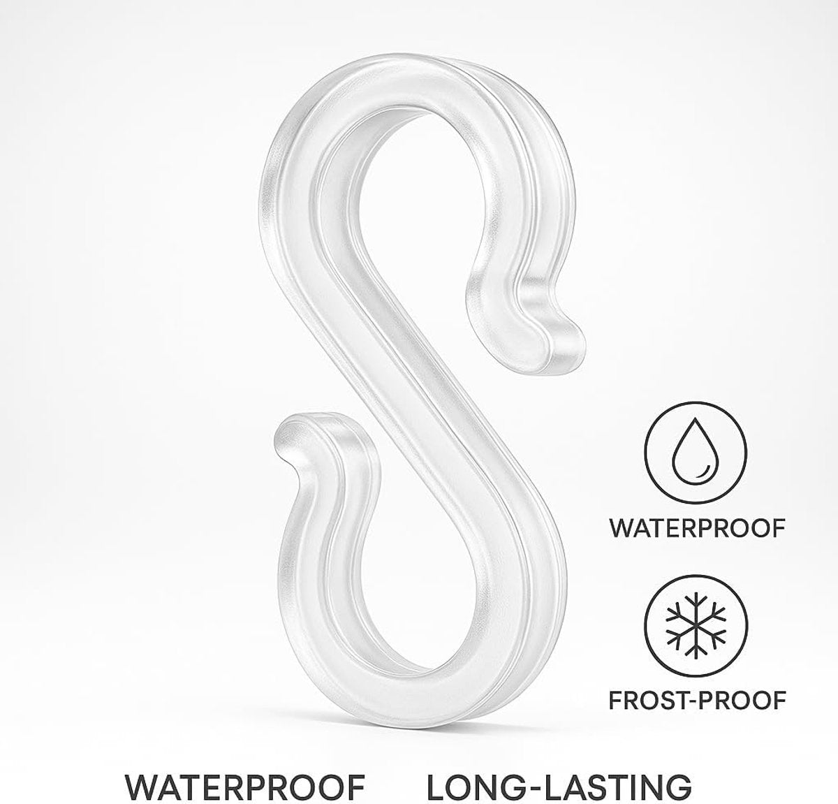 Hooks - Groove Hooks - 50 pieces - 3.5 cm - Transparent - Reusable plastic - Mini S-shaped design - Groove clips for outdoor lighting - Holds Christmas decorations securely - Image 4