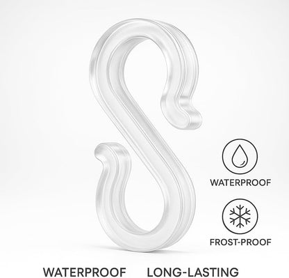Hooks - Groove Hooks - 50 pieces - 3.5 cm - Transparent - Reusable plastic - Mini S-shaped design - Groove clips for outdoor lighting - Holds Christmas decorations securely - Image 4