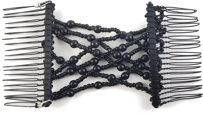 6-Pack Pearl Hair Combs - Elastic Magic Hairpins - Hair Clamps - Hair Clip - Black & White - For All Hair Types - Image 3