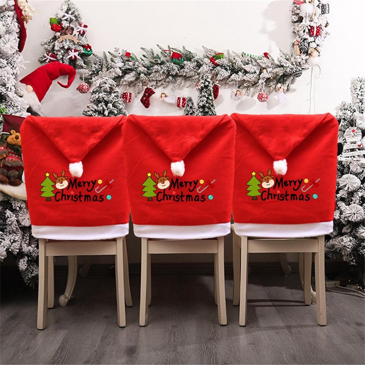 Chair Covers (5 Pieces) - Dining Chair Cover - Sofa Cover - Chair Covers - Christmas Chair Covers - Perfect for Christmas Holiday Dining Table and Chair Decorations - Home Kitchen Party Decorations - Image 4