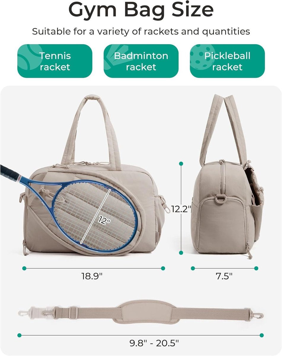 Tennis Bag - Tennis Backpack - 42L with Shoe Compartment - Sports Bag - Waterproof Racket Bag - Protective Racket Compartment - Portable as a Shoulder Bag - Black - Image 5