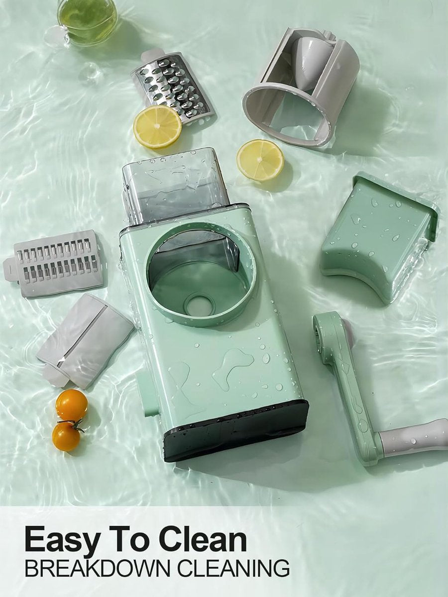 Rotating Cheese Grater with 3 Blades & Collection Tray - Multifunctional Cheese Grater - Includes Suction Cup for Stable Use - For Cheese, Vegetables & Nuts - Image 2