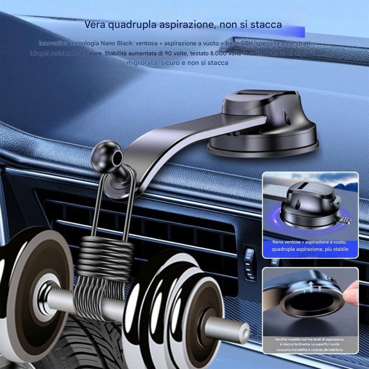 Phone Holder - Universal Base - 360° Rotatable Car Phone Holder - Suitable for cars, trucks, vehicles, windshields and mobile navigation systems. - Image 3