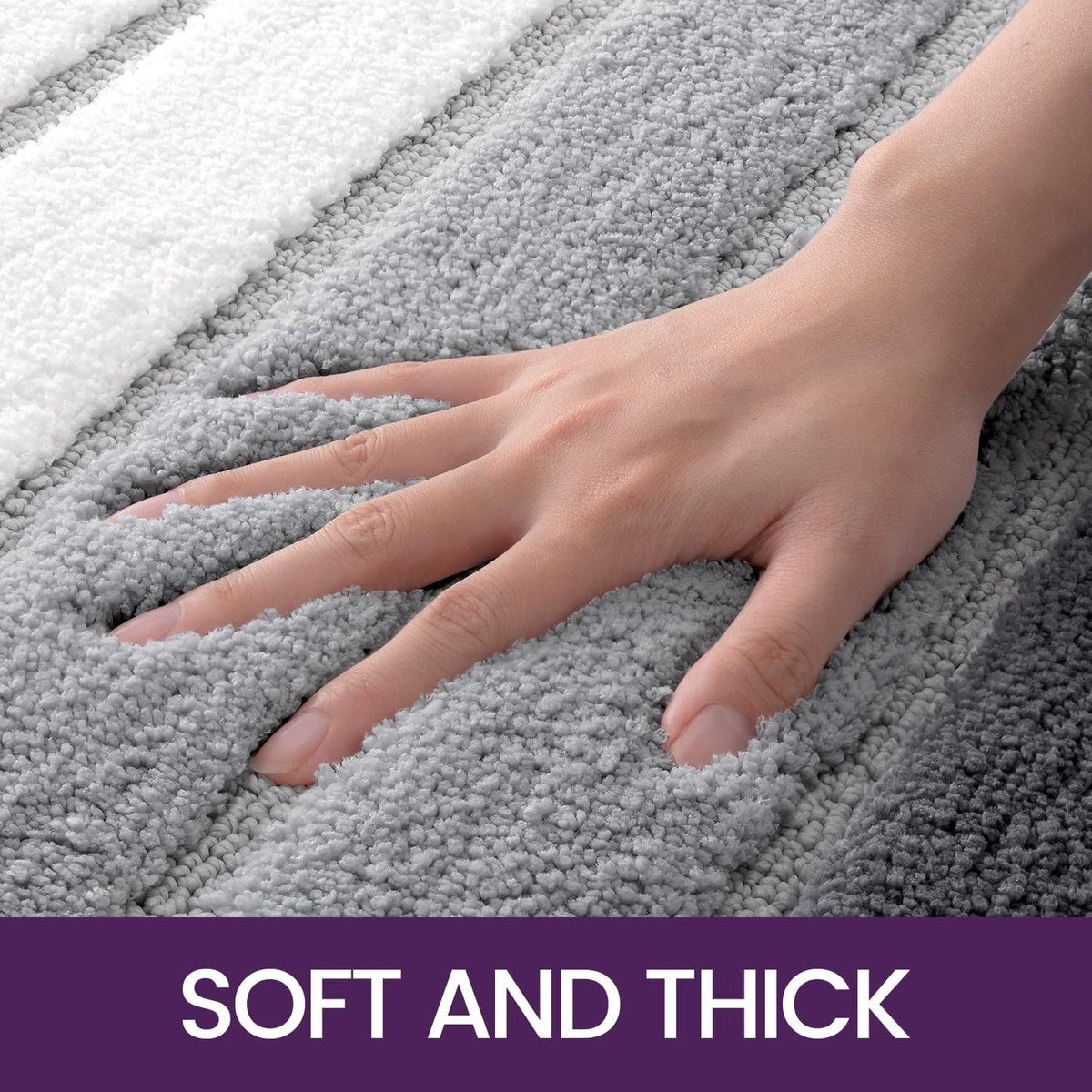 Living room carpet - Bathroom carpet - Non-slip bath mat - 40 x 60 cm - Absorbent underlay - Machine-washable carpet with soft water microfiber - Suitable for bathtubs, showers, Gray - Image 2
