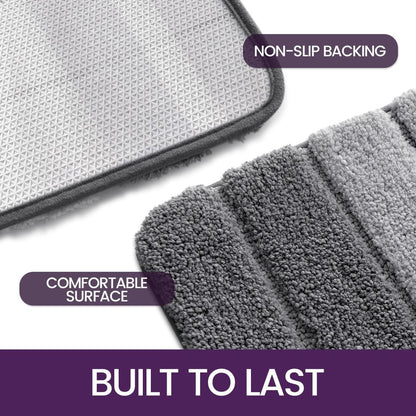 Living room carpet - Bathroom carpet - Non-slip bath mat - 40 x 60 cm - Absorbent underlay - Machine-washable carpet with soft water microfiber - Suitable for bathtubs, showers, Gray - Image 4