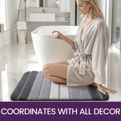 Living room carpet - Bathroom carpet - Non-slip bath mat - 40 x 60 cm - Absorbent underlay - Machine-washable carpet with soft water microfiber - Suitable for bathtubs, showers, Gray - Image 5