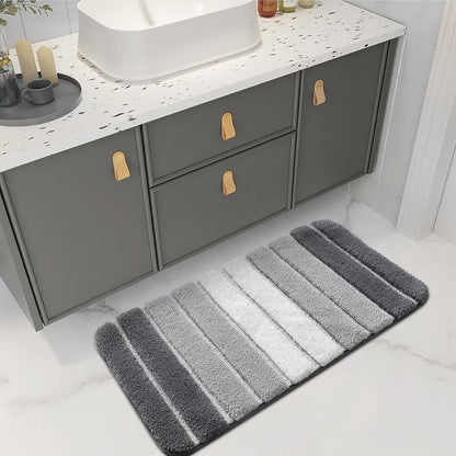 Living room carpet - Bathroom carpet - Non-slip bath mat - 40 x 60 cm - Absorbent underlay - Machine-washable carpet with soft water microfiber - Suitable for bathtubs, showers, Gray - Image 6