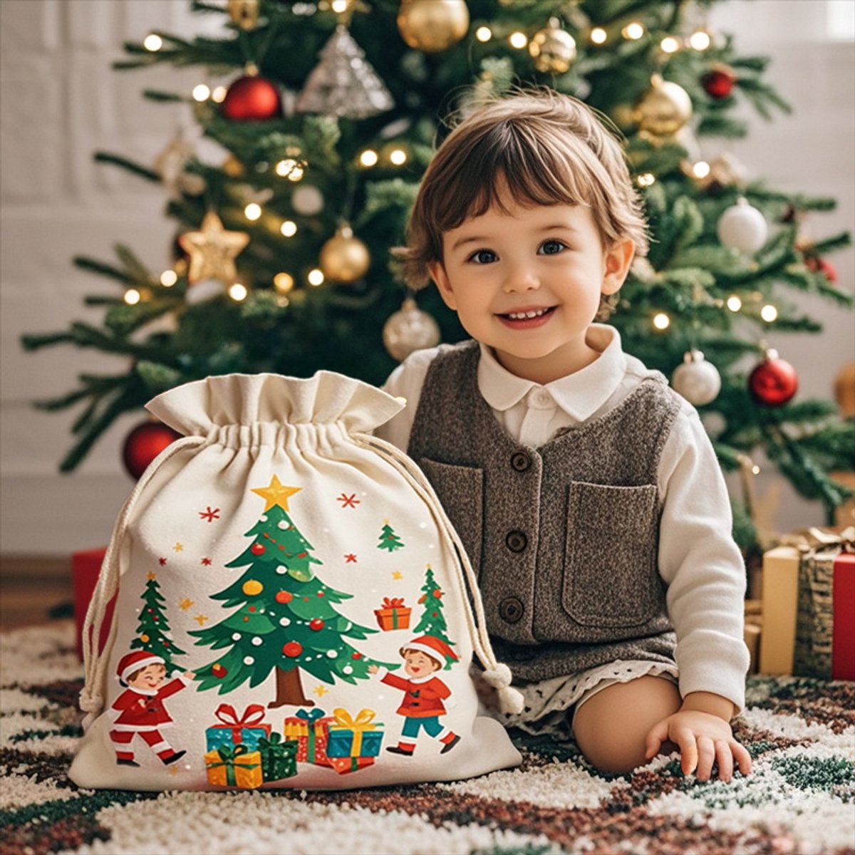 Gift Bags - Large Gift Bags - Packaging Bags - Large Gift Bags - Christmas Gift Bags - Wrapped Gift Bags - Cotton Storage Bags - 48x65cm - Image 2