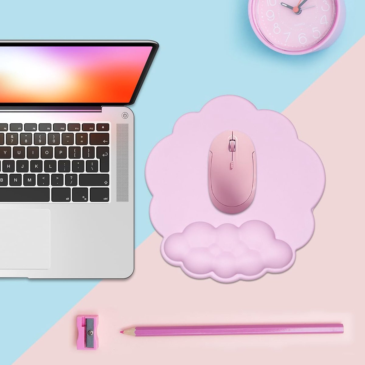 Mouse Pad - Mouse Pad with Wrist Rest - Ergonomic Mouse Pad - Mouse Pad with Leather Surface, Suitable for Computers, Laptops, Office, Home and Travel, with Non-Slip Bottom - Pink - Image 5
