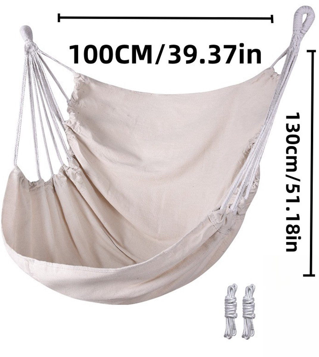 Hanging Chair - Portable Hammock - Comfortable Patio Chair - Suitable for Indoor and Outdoor Use - Maximum Load Capacity 100kg（White, without cushion） - Image 2