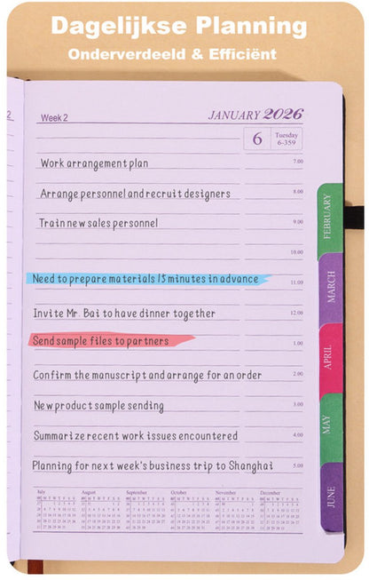 2026 Daily Planner – 2026 Adult Agenda – 1 Day on 1 Page – 365 Day Planner & Notebook – 14.0*20.8cm – Red - Image 2