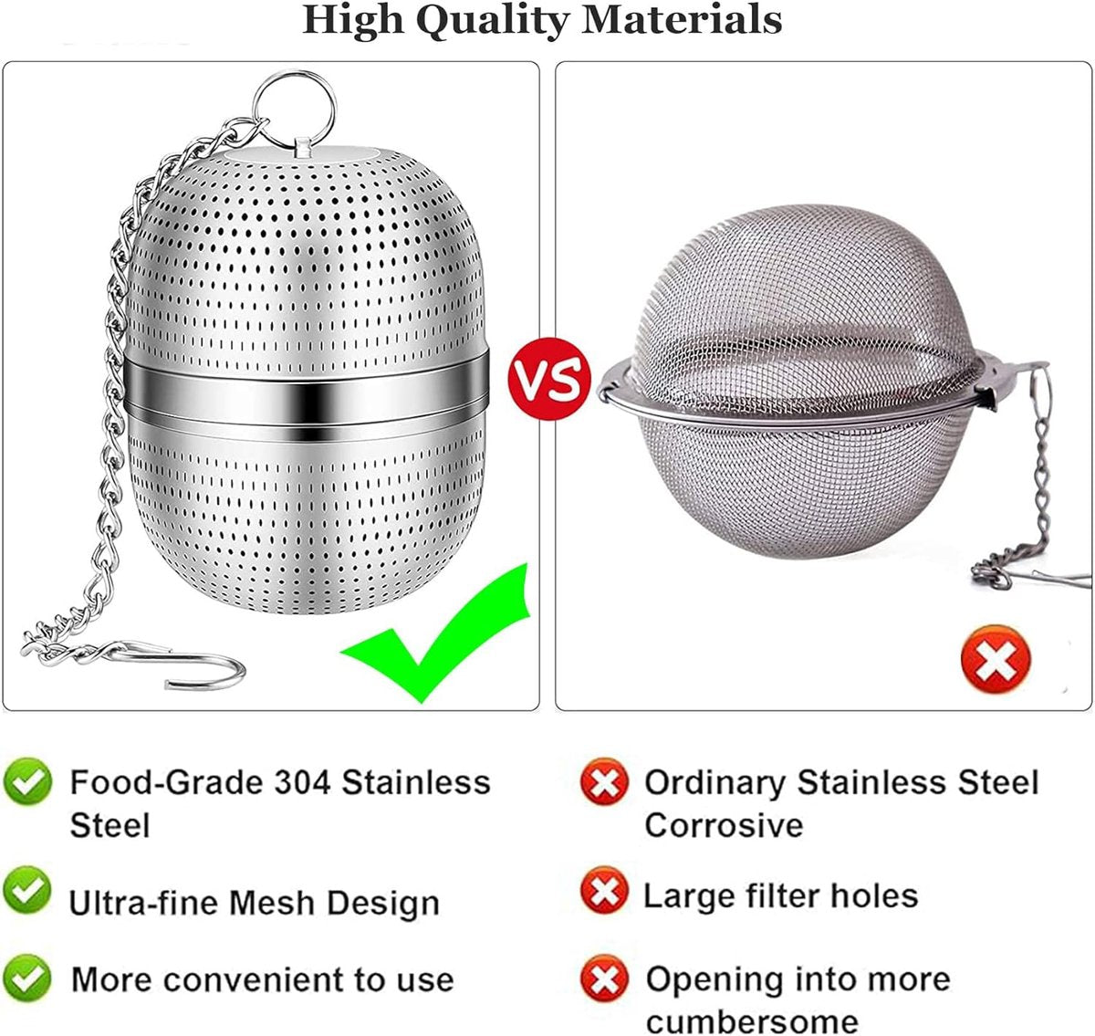 Tea strainer made of stainless steel - Tea filter - Tea strainer made of stainless steel 304 - with chain - Suitable for teacups / teapots / kettles - Image 2