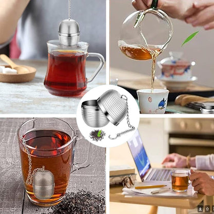 Tea strainer made of stainless steel - Tea filter - Tea strainer made of stainless steel 304 - with chain - Suitable for teacups / teapots / kettles - Image 4