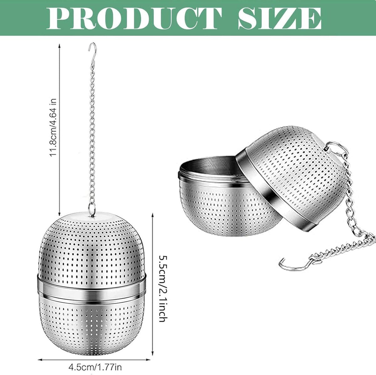 Tea strainer made of stainless steel - Tea filter - Tea strainer made of stainless steel 304 - with chain - Suitable for teacups / teapots / kettles - Image 6
