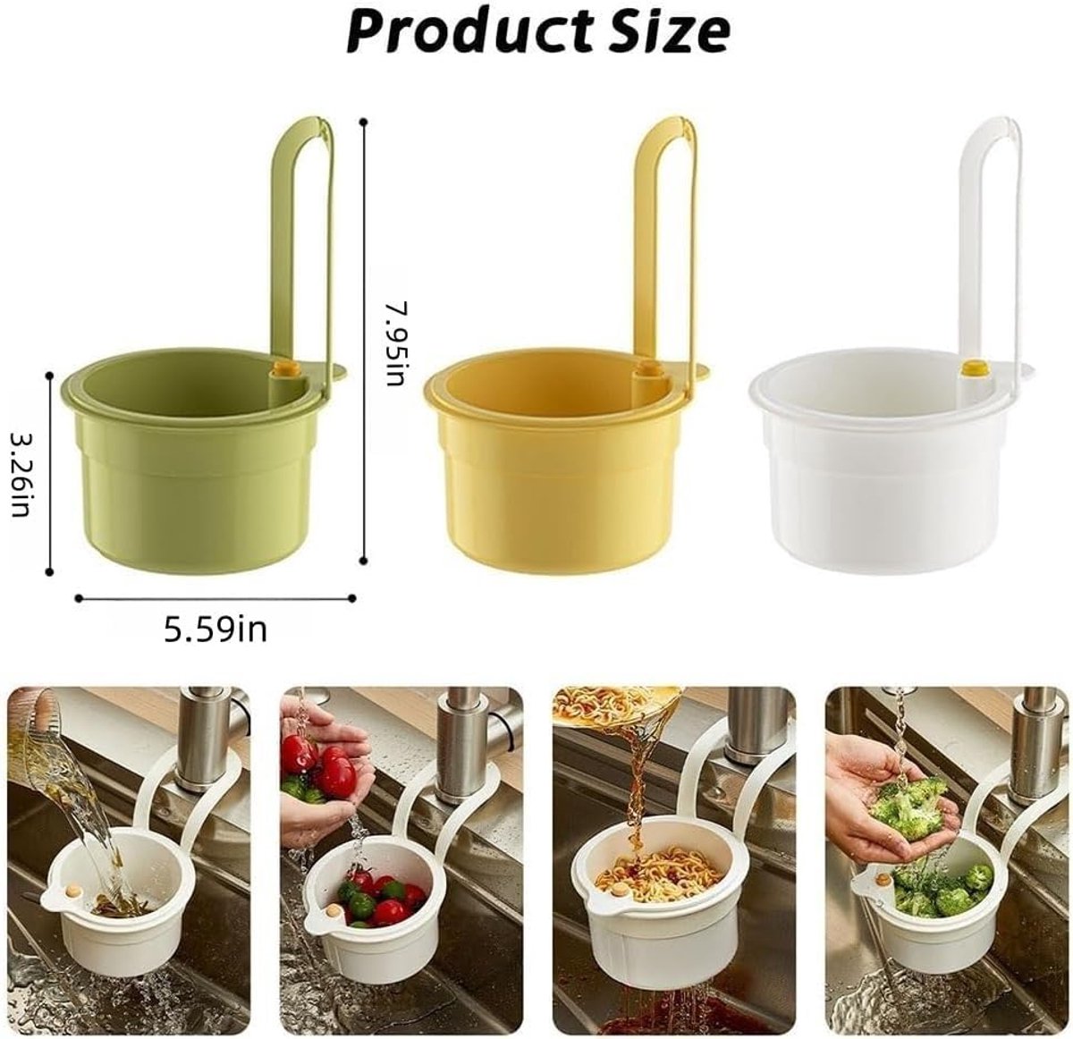 Kitchen drain strainer for the faucet - Multifunctional drain strainer for food waste - Tiltable with push mechanism - White - Image 5