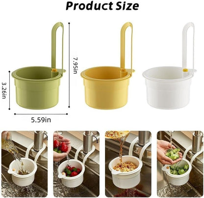 Kitchen drain strainer for the faucet - Multifunctional drain strainer for food waste - Tiltable with push mechanism - White - Image 5