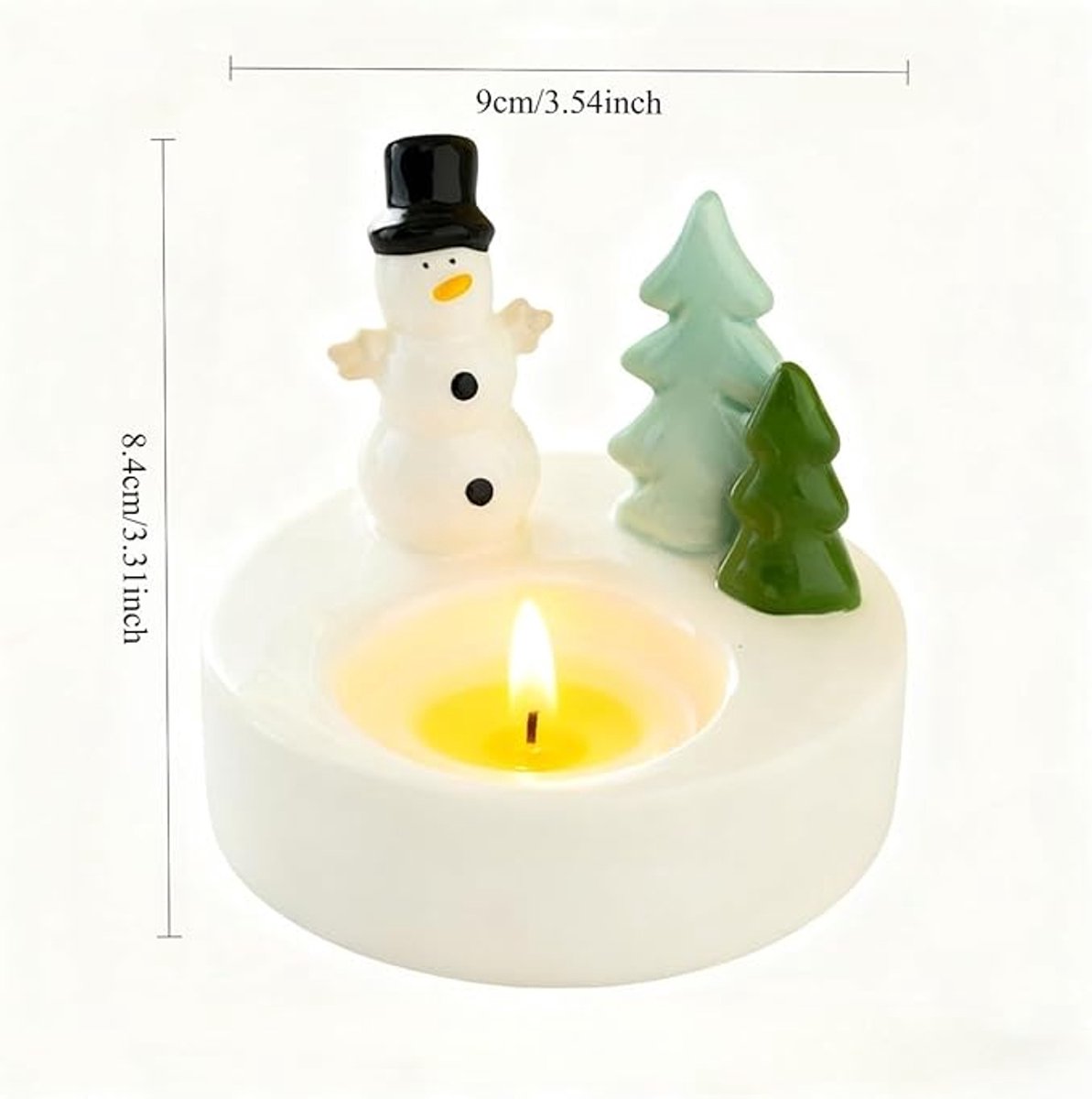 1 Piece - Ceramic Tea Light Holder - Desk Decoration - Snowman Candle Holder - Dining Table Ornament - Farmhouse Winter Decoration (Style 1) - Image 4