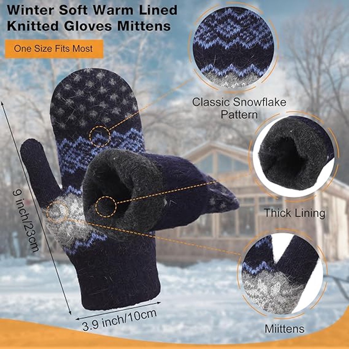 Gloves - Pack of 3 pairs - winter gloves - men's gloves - women's gloves - Knitted imitations - Suitable for cold winter weather (style C) - Image 4