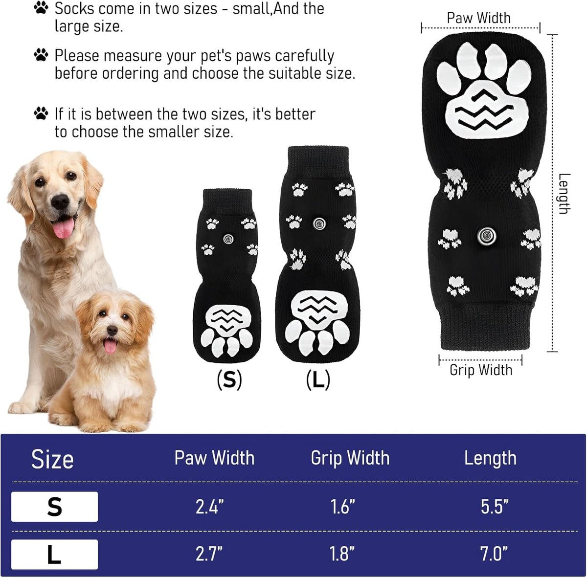 Dog Shoes - Dog Shoe Paw Pads - Non-slip Dog Socks 4-Piece Set - Dog Socks with Adjustable Shoulder Straps - Cotton Dog Socks Suitable for Small and Large Dogs - Waterproof - Non-slip - Dog Shoes (L) - Image 5