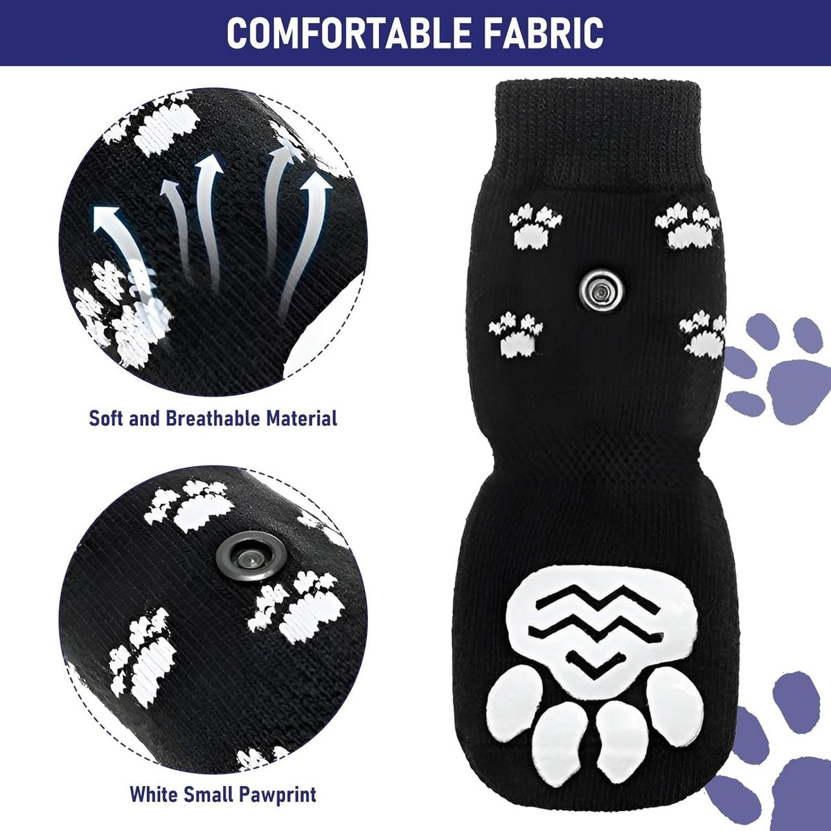 Dog Shoes - Dog Shoe Paw Pads - Non-slip Dog Socks 4-Piece Set - Dog Socks with Adjustable Shoulder Straps - Cotton Dog Socks Suitable for Small and Large Dogs - Waterproof - Non-slip - Dog Shoes (L) - Image 6