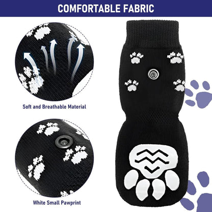 Dog Shoes - Dog Shoe Paw Pads - Non-slip Dog Socks 4-Piece Set - Dog Socks with Adjustable Shoulder Straps - Cotton Dog Socks Suitable for Small and Large Dogs - Waterproof - Non-slip - Dog Shoes (L) - Image 6