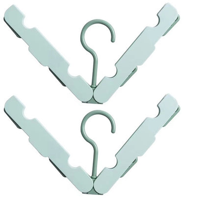 Folding Clothes Rack (Two-Piece Pack) - Hanging Clothes Rack - Portable Folding Hanger with Hook - Ideal for Travel, Campers, Travelers and Small Spaces - Light Green