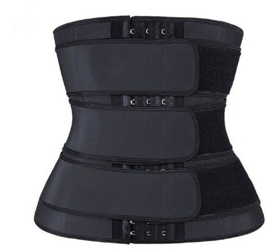 Women Sweat Reducer Training Belt - Sweatband - Waist Trainer - Slimming Belly Band - 3-Row Closure & Breathable Material - Extended Sizes (S to 6XL) - Black, 6XL