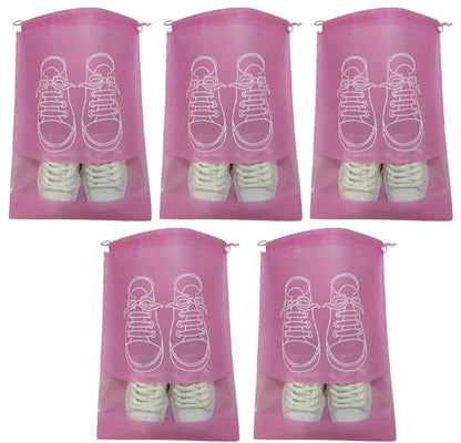 Shoe Bags - Pack of 5 - Shoe Bag - Travel and Storage Bag - Water-Repellent - Travel Organizer - Pink (36*26.5 cm)