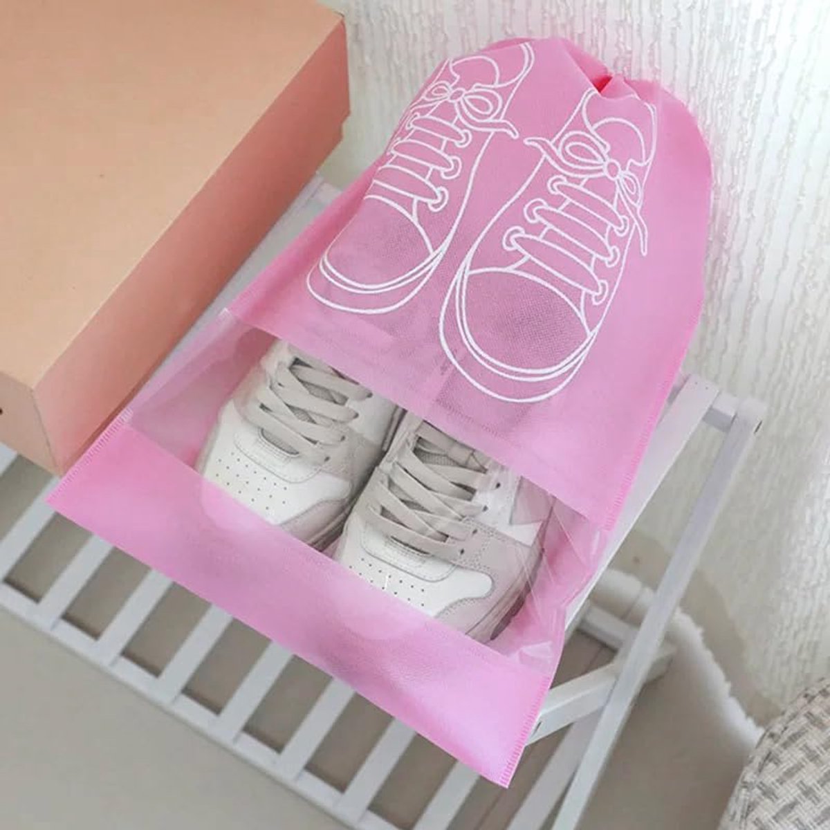 Shoe Bags - Pack of 5 - Shoe Bag - Travel and Storage Bag - Water-Repellent - Travel Organizer - Pink (36*26.5 cm) - Image 4